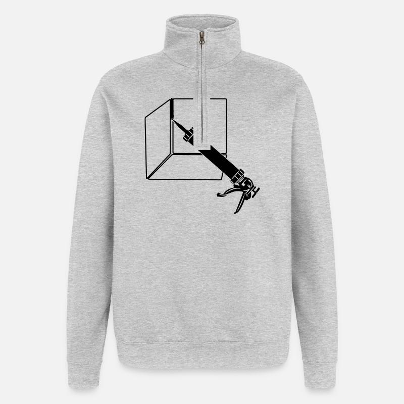 Abdichtungsspritze mit Fliesen - Quarter-Zip-Sweatshirt - Grau meliert