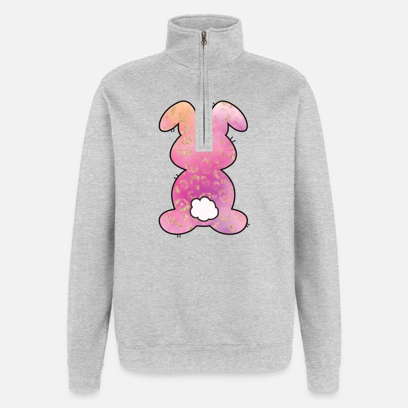 Leopard Pattern Rabbit Easter - Quarter-Zip Sweatshirt - heather grey