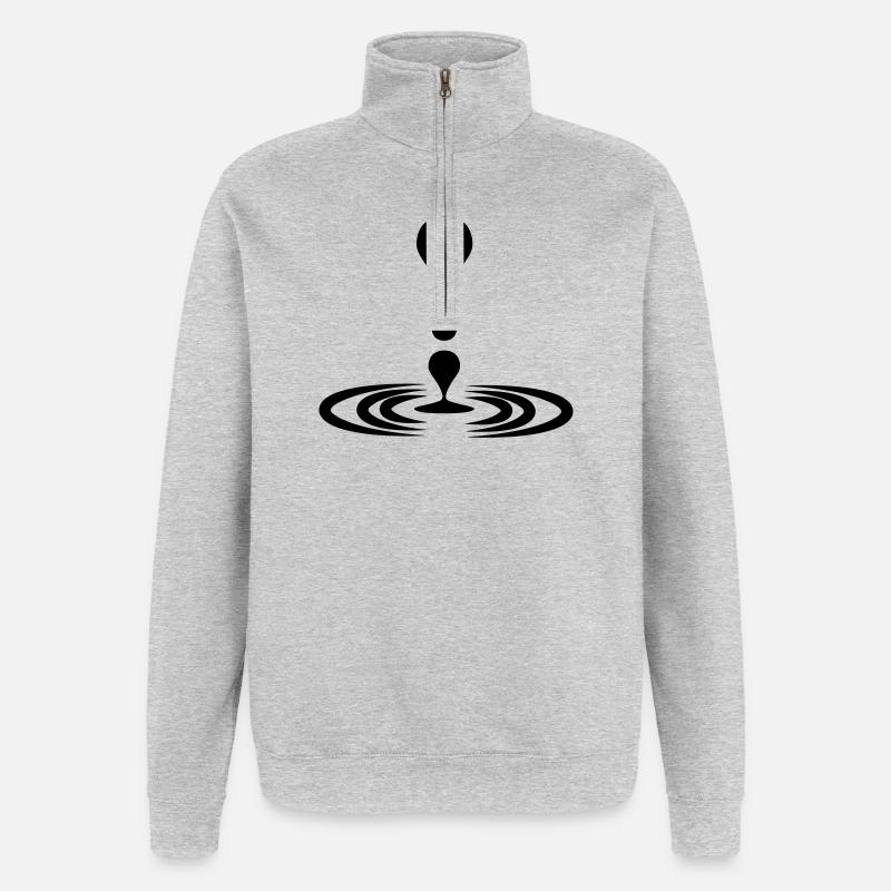 Goutte d’eau logo pleine conscience - Sweat à zip 1/4 - gris chiné