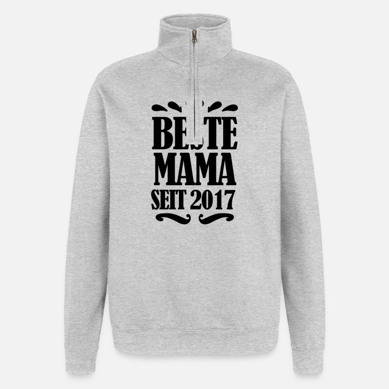 Beste Mama seit 2017 - Quarter-Zip-Sweatshirt - Grau meliert