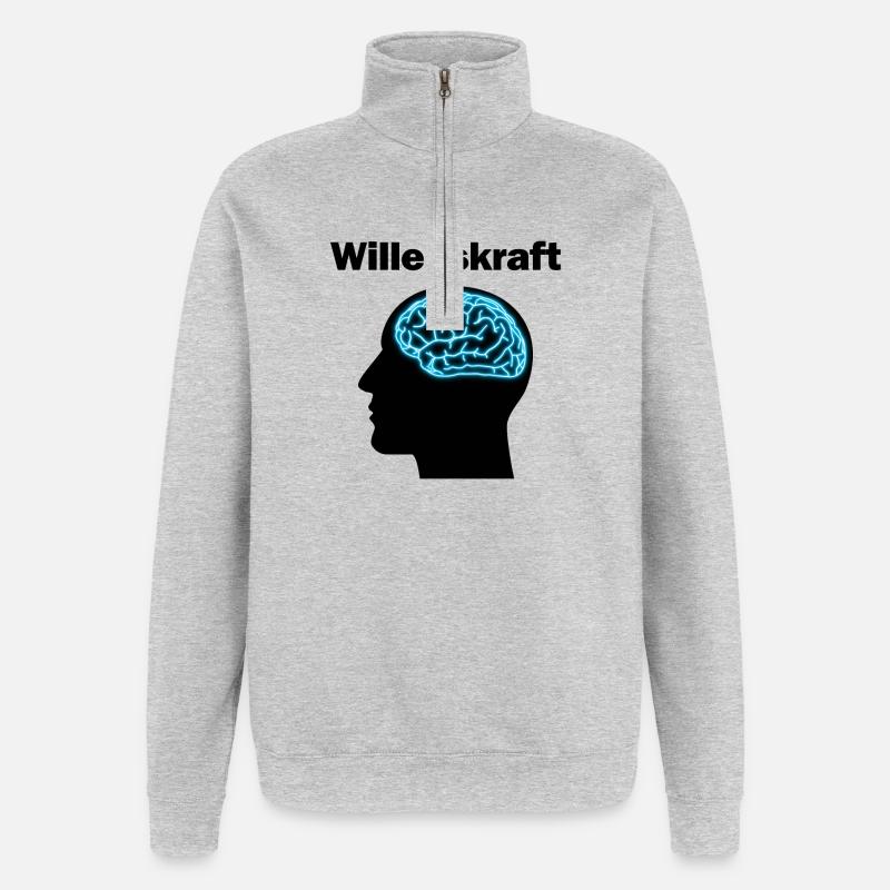 Willenskraft - Quarter-Zip-Sweatshirt - Grau meliert