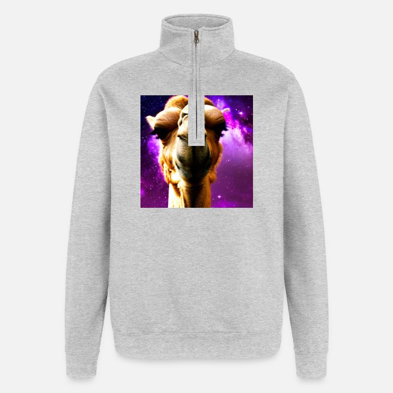Dromedary Head - Camel - Quarter-Zip Sweatshirt - heather grey
