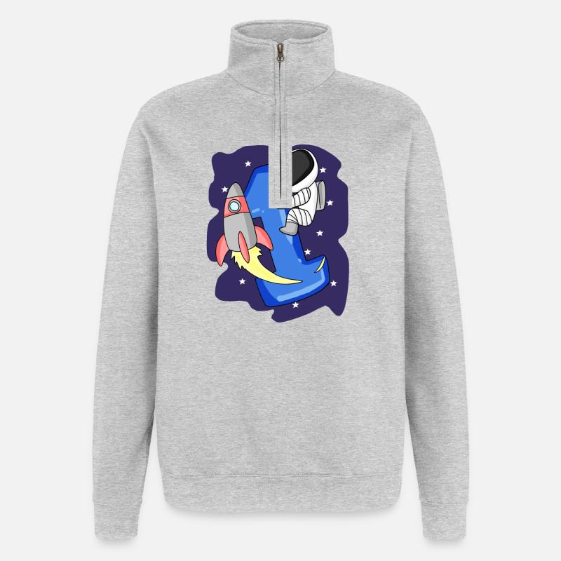 1 an Jeune astronaute - Sweat à zip 1/4 - gris chiné