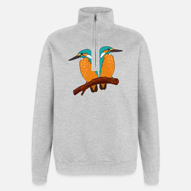Eisvogel Pärchen - Quarter-Zip-Sweatshirt - Grau meliert