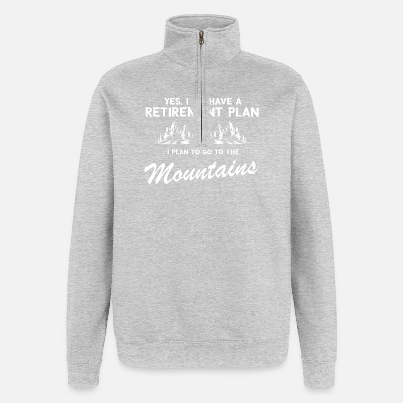 Bergmotiv mit Plan - Quarter-Zip-Sweatshirt - Grau meliert