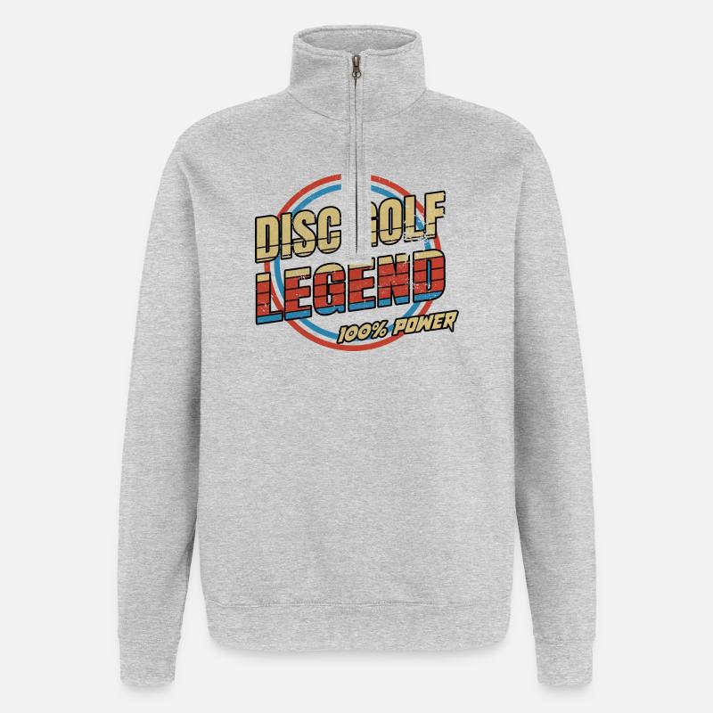 Disco Golf Legenden Design - Quarter-Zip-Sweatshirt - Grau meliert