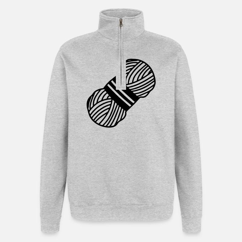 Wolle knoten oder häkeln - Quarter-Zip-Sweatshirt - Grau meliert