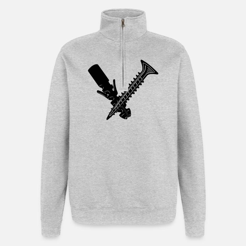 Visser et bouchon - Sweat à zip 1/4 - gris chiné