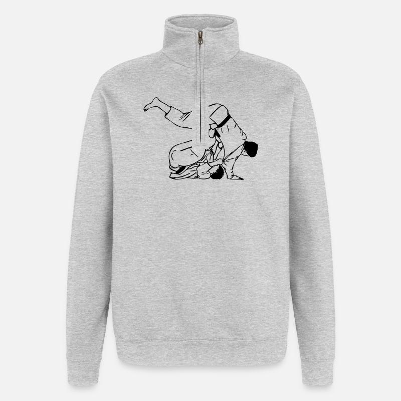 Judowurf Männer - Quarter-Zip-Sweatshirt - Grau meliert