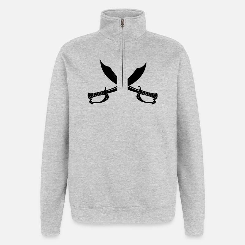 Zwei Schwerter - Quarter-Zip-Sweatshirt - Grau meliert