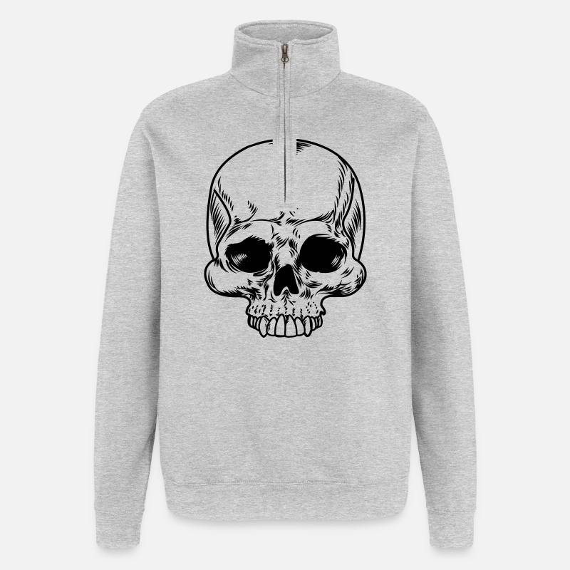 Crâne transparent - Sweat à zip 1/4 - gris chiné