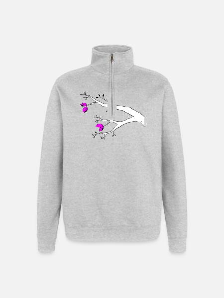 Knospen - Quarter-Zip-Sweatshirt - Grau meliert
