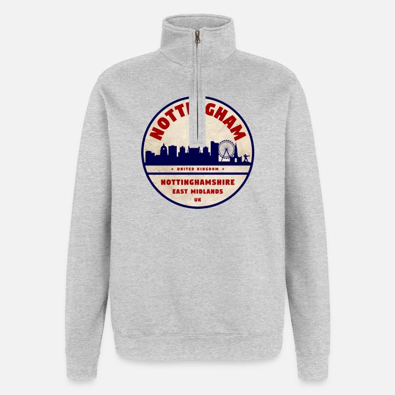 Médaillon de la Skyline de Nottingham - Sweat à zip 1/4 - gris chiné