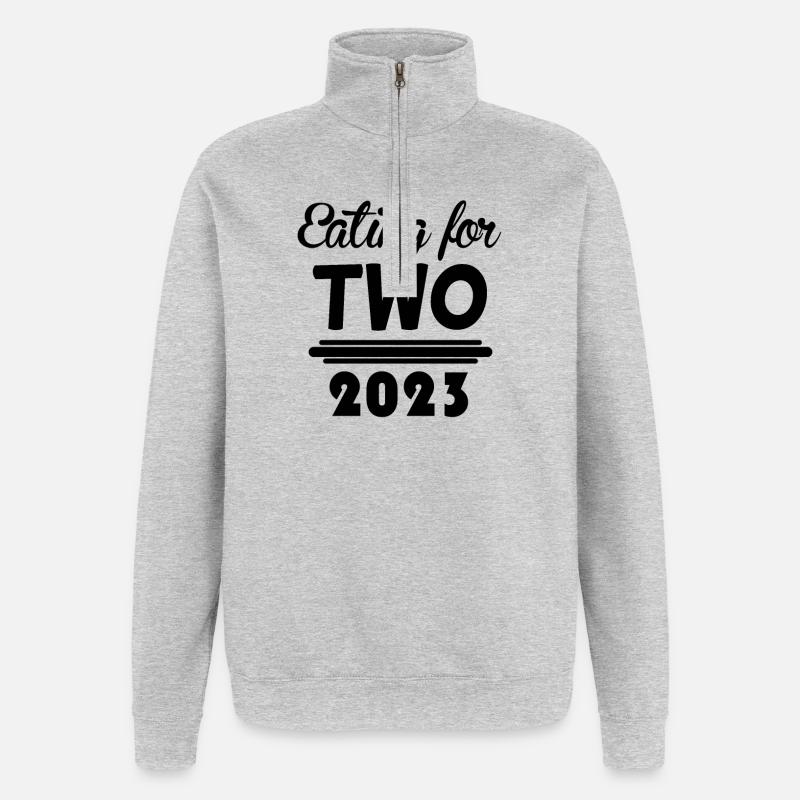 Grossesse Gémeaux 2023 - Sweat à zip 1/4 - gris chiné