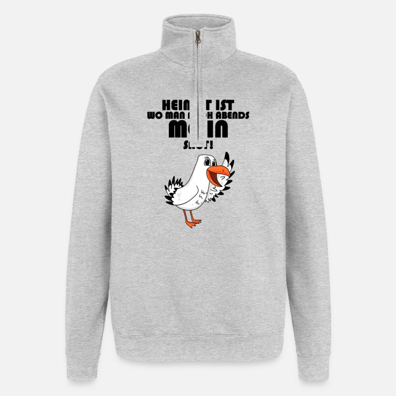 Nordsee Plattdeutsch Spruch Moin Möwe - Quarter-Zip-Sweatshirt - Grau meliert