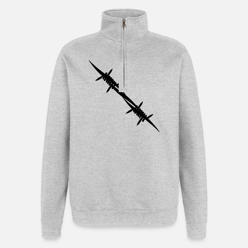 Stacheldraht-Kupplungsstück - Quarter-Zip-Sweatshirt - Grau meliert