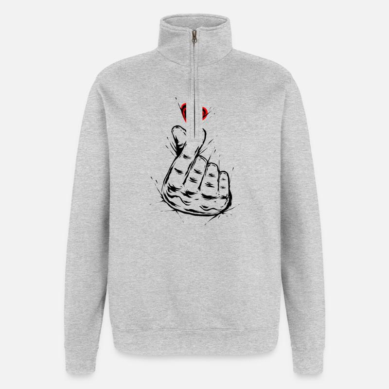 K-Pop Liebe - Quarter-Zip-Sweatshirt - Grau meliert