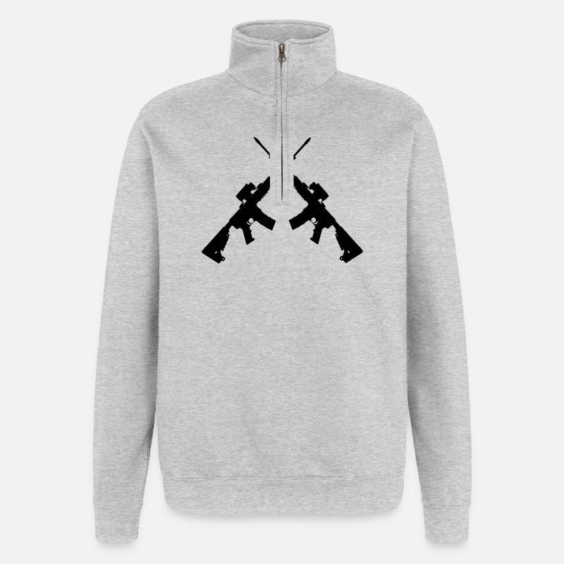 Zwei gekreuzte Colt C7 - Quarter-Zip-Sweatshirt - Grau meliert