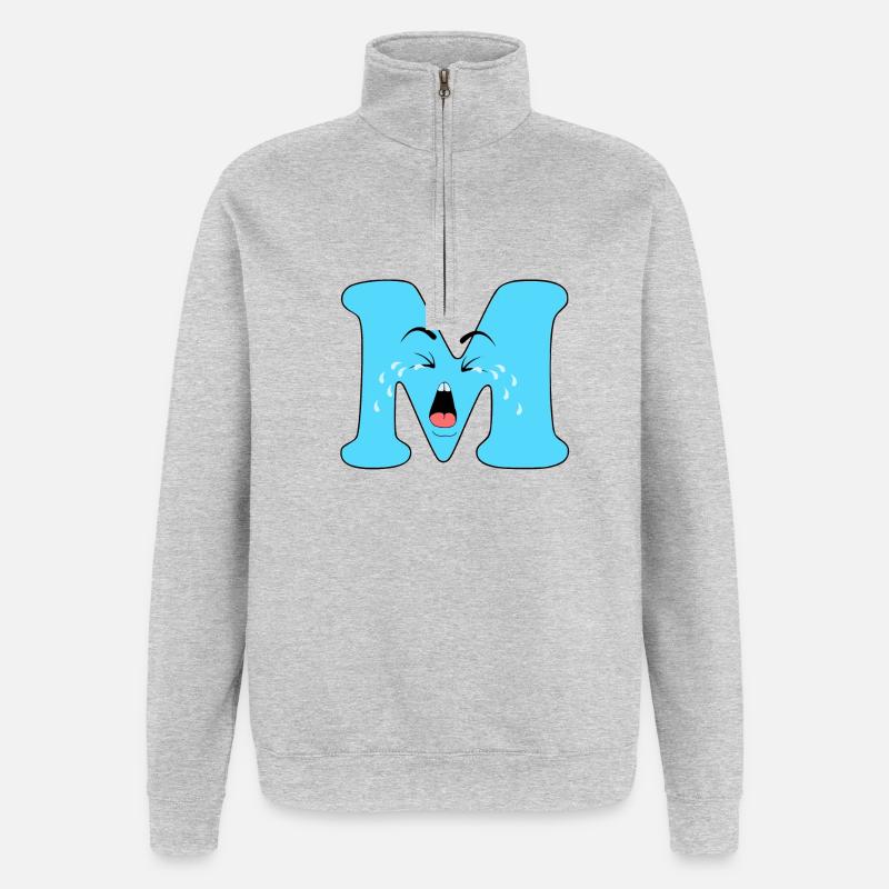 M - Sweat à zip 1/4 - gris chiné
