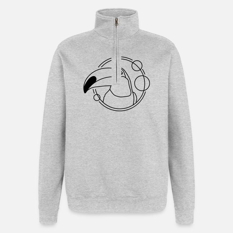 Tukan im geometrischen Design - Quarter-Zip-Sweatshirt - Grau meliert