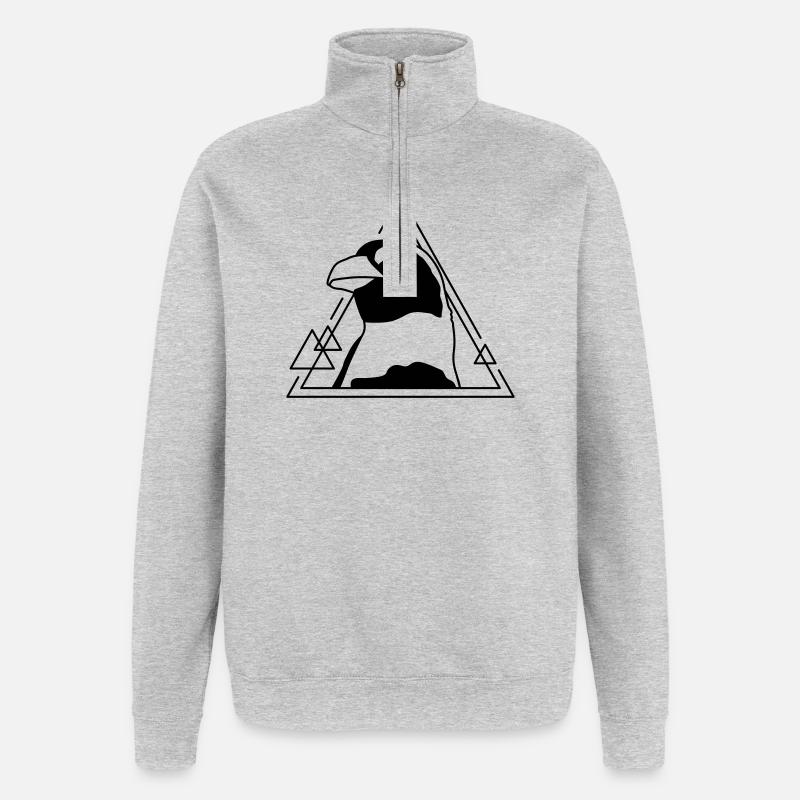 Pinguin im geometrischen Design - Quarter-Zip-Sweatshirt - Grau meliert