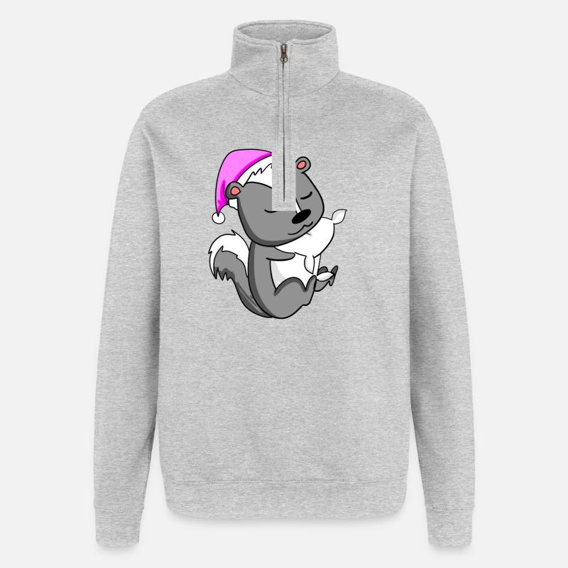Mouffette - Sweat à zip 1/4 - gris chiné