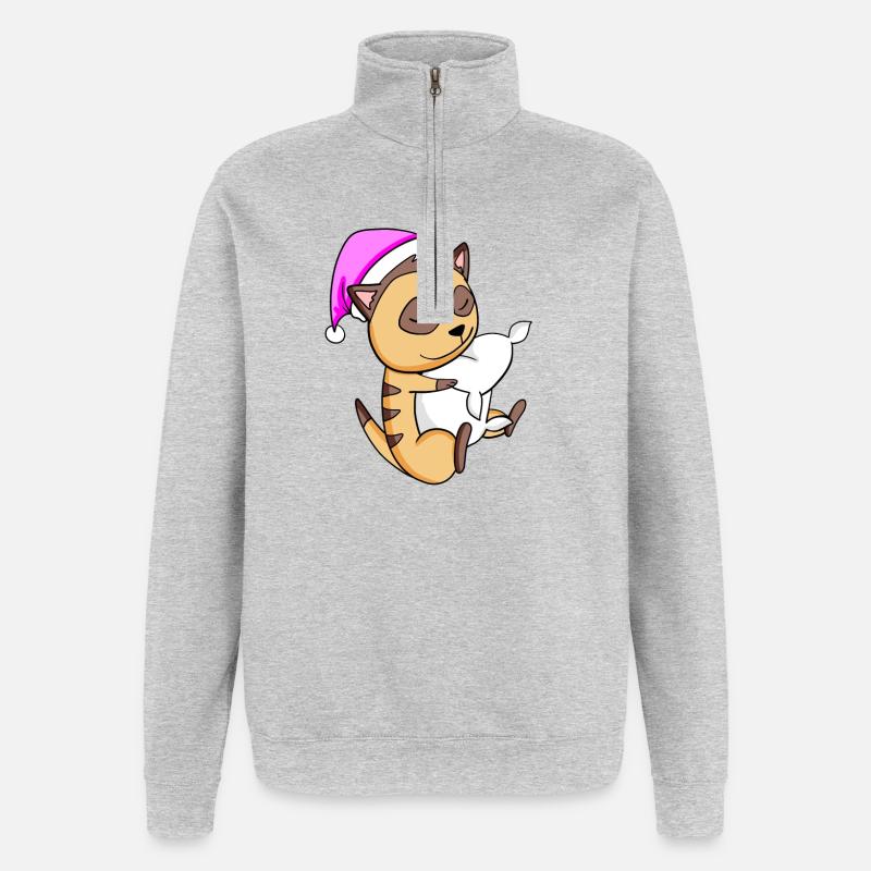 Suricate - Sweat à zip 1/4 - gris chiné