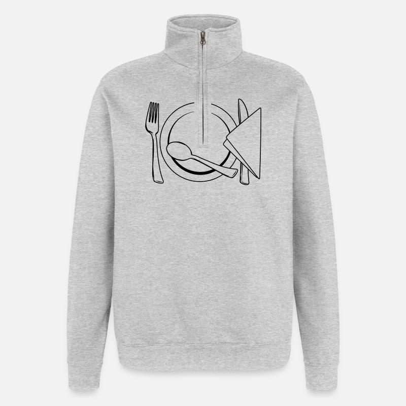 Besteckteller Serviette - Quarter-Zip-Sweatshirt - Grau meliert