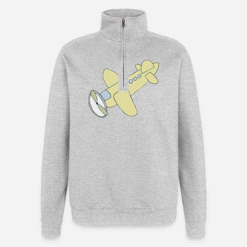 flugzeug comic - Quarter-Zip-Sweatshirt - Grau meliert
