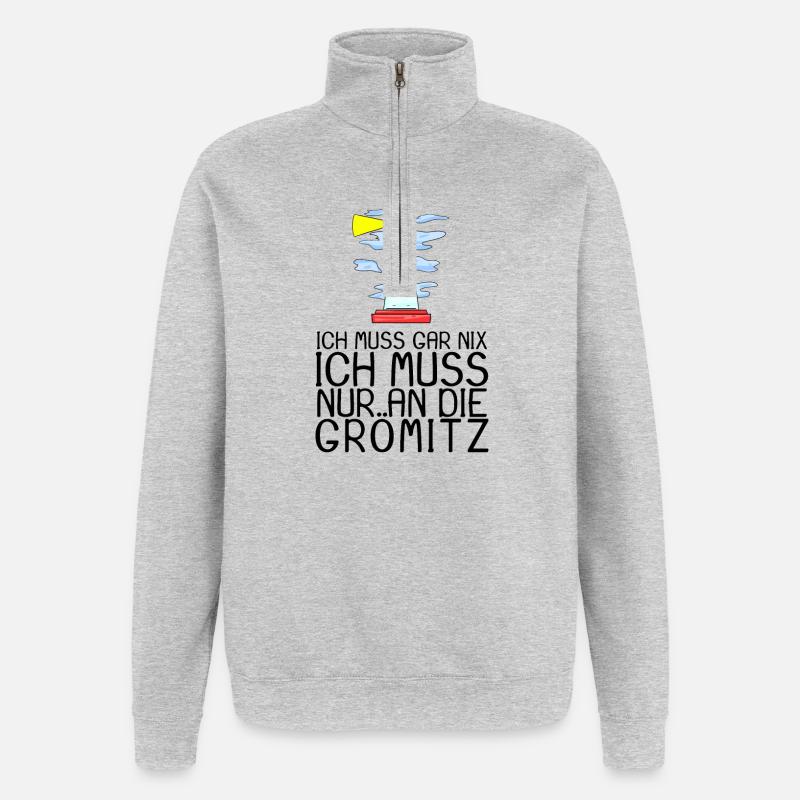 Grömitz Spruch Sprüche - Quarter-Zip-Sweatshirt - Grau meliert