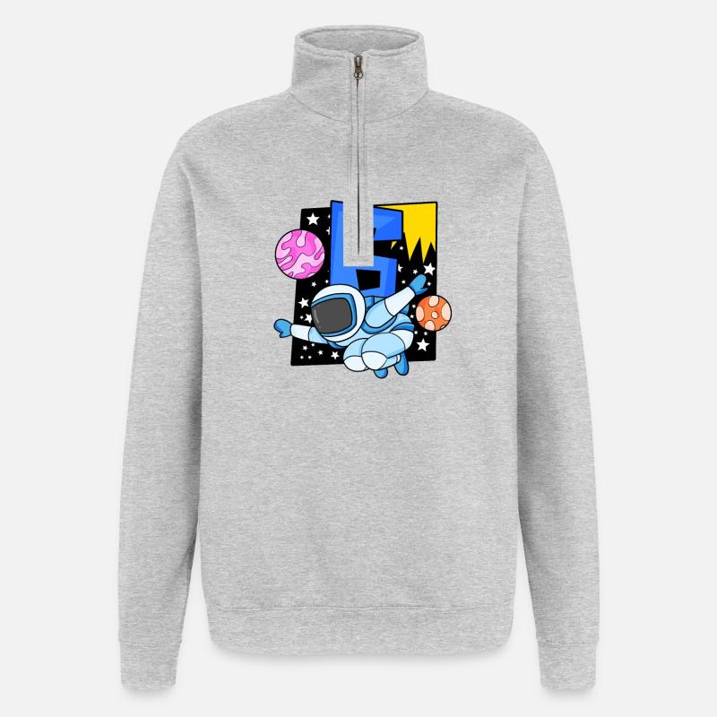 6 ans Jeune astronaute - Sweat à zip 1/4 - gris chiné