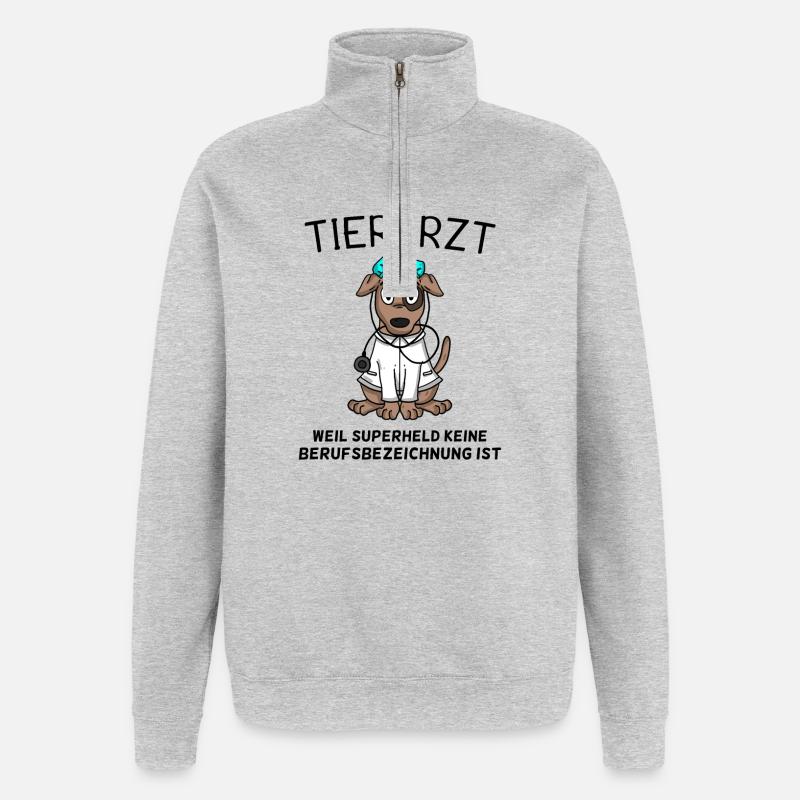 Tier Tierarzt Tiermedizin Geschenk - Quarter-Zip-Sweatshirt - Grau meliert