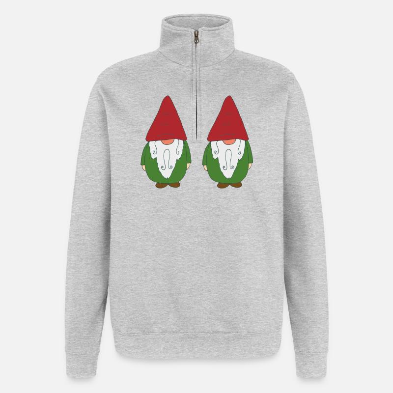 gartenzwerge doppelt - Quarter-Zip-Sweatshirt - Grau meliert