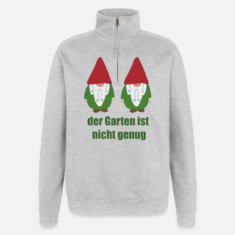 Gartenzwerge lustig - Quarter-Zip-Sweatshirt - Grau meliert