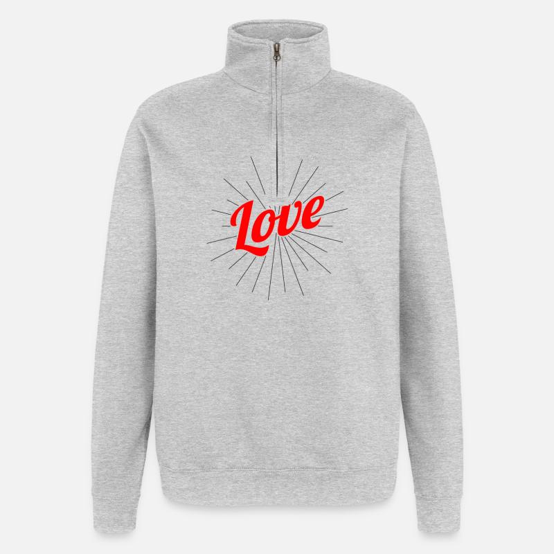 Saint-Valentin, Saint-Valentin, Saint-Valentin - Sweat à zip 1/4 - gris chiné