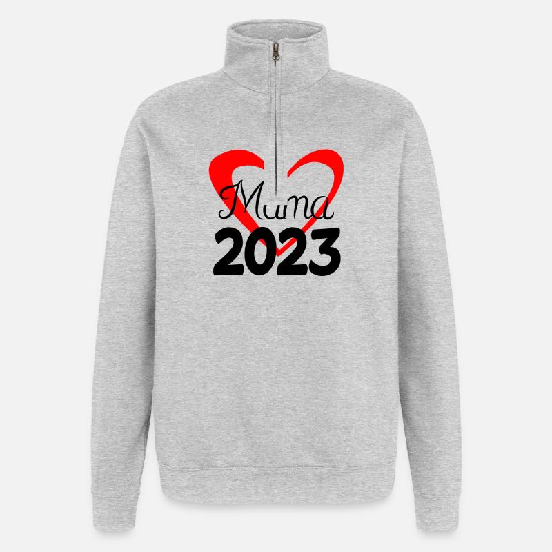 Maman 2023 - Sweat à zip 1/4 - gris chiné