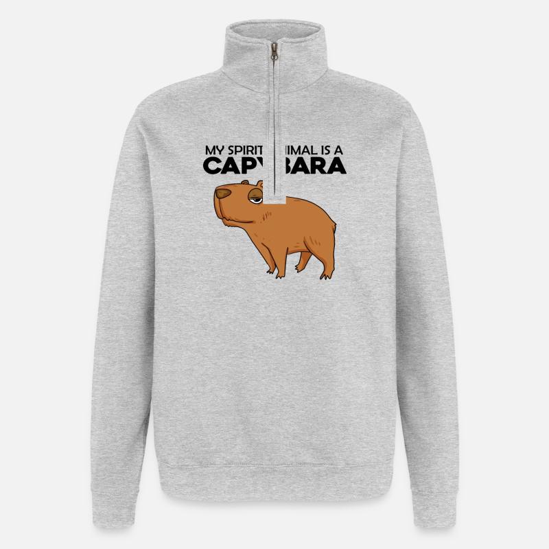 Capybara Capybara Cadeau - Sweat à zip 1/4 - gris chiné