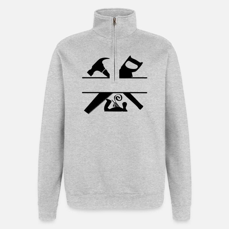Carpenter Logo Hammersäge und Hobel - Quarter-Zip-Sweatshirt - Grau meliert