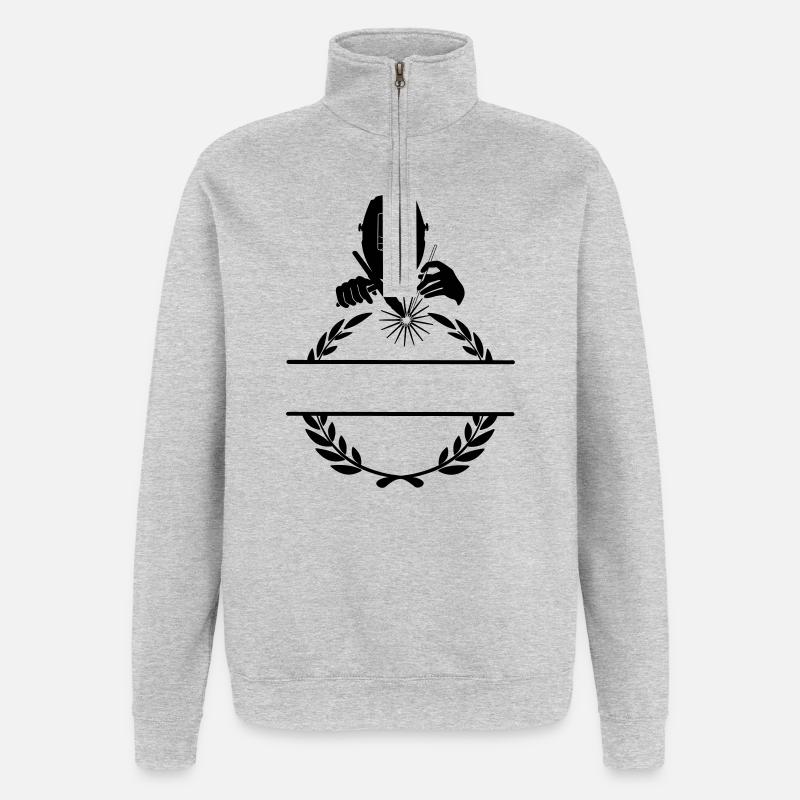 Schweißerlogo transparent mit Lorbeerkranz - Quarter-Zip-Sweatshirt - Grau meliert