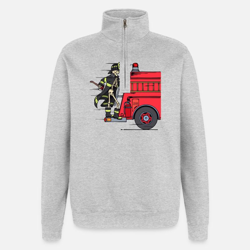 Pompier pompier pompier sauveteur - Sweat à zip 1/4 - gris chiné