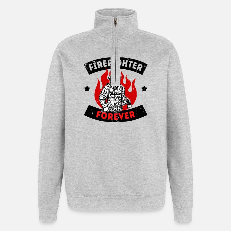 Firefighter Fire Brigade Fire Protection Statement - Quarter-Zip Sweatshirt - heather grey