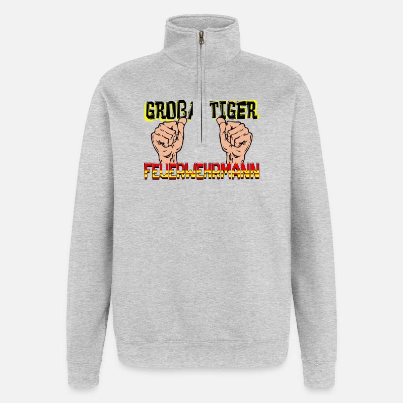 Lebensretter Feuerwehr Statement Feuerwehrmann - Quarter-Zip-Sweatshirt - Grau meliert