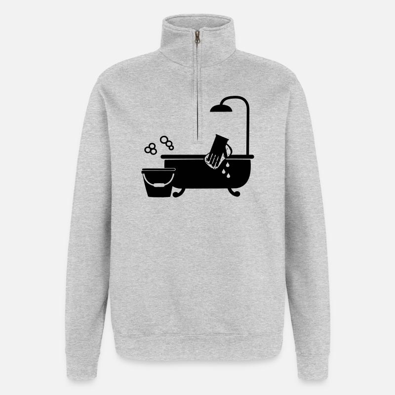 Baignoire plus propre - Sweat à zip 1/4 - gris chiné
