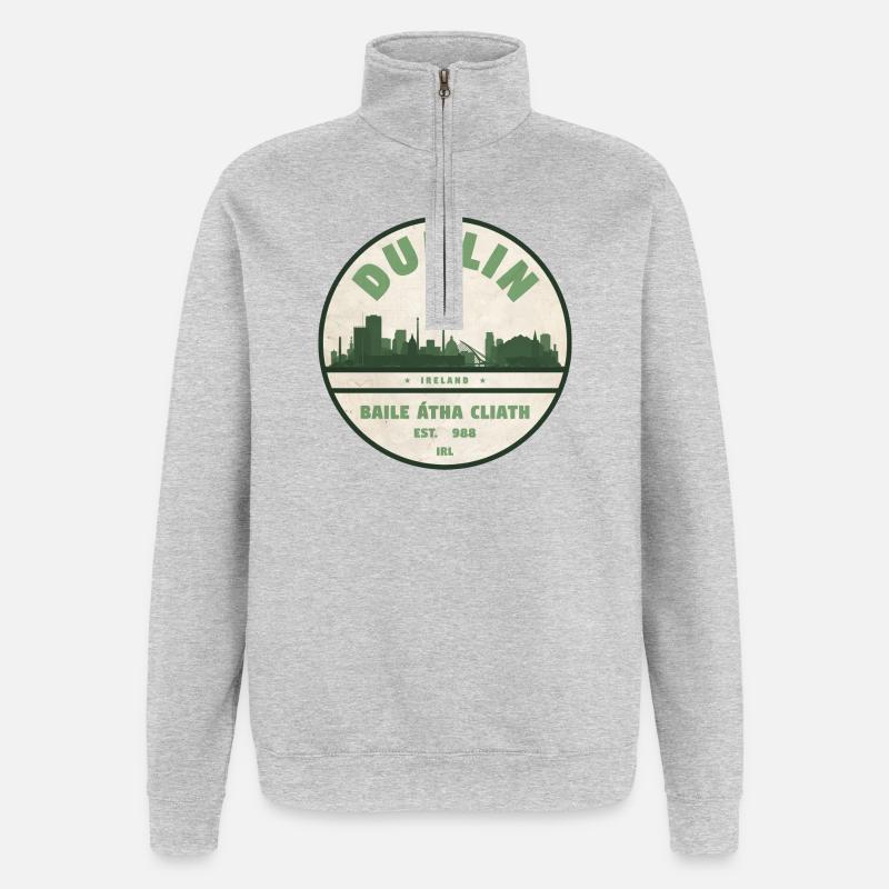 Dublin Skyline Silhouette - Quarter-Zip-Sweatshirt - Grau meliert