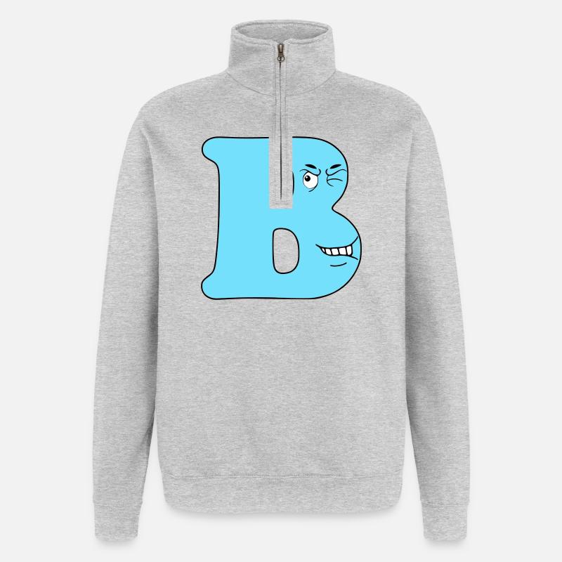 B - Sweat à zip 1/4 - gris chiné