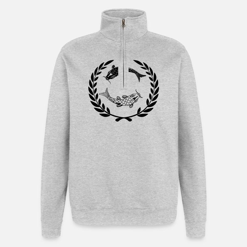 Fish 009 - Quarter-Zip Sweatshirt - heather grey