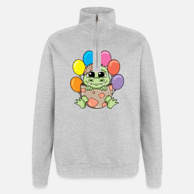Dino - Quarter-Zip-Sweatshirt - Grau meliert