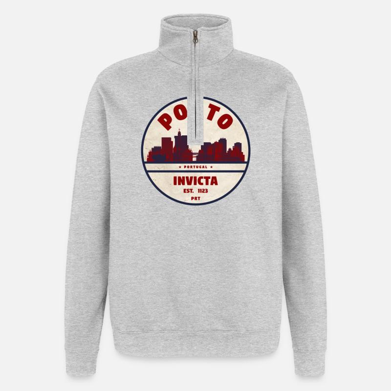 Porto Skyline Invicta Badge - Sweat à zip 1/4 - gris chiné
