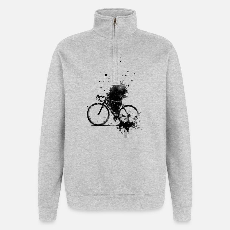 Vélo à l’aquarelle splash - Sweat à zip 1/4 - gris chiné