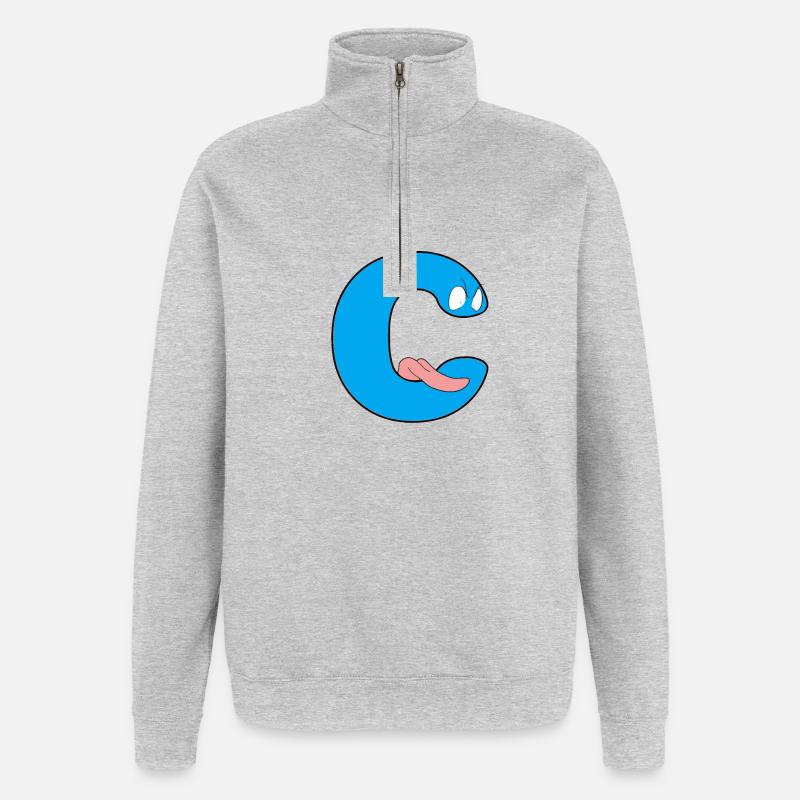 C - Sweat à zip 1/4 - gris chiné